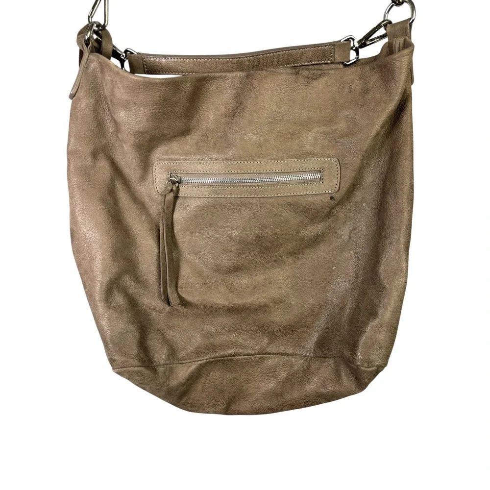 Gianni Chiarini Taupe Leather Hobo Bag Made in Italy Crossbody Shoulder Bag
